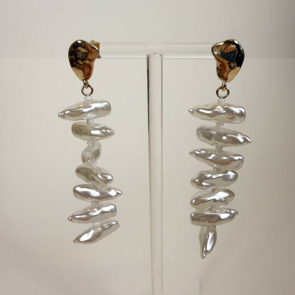 Dangly Pearl / Bone Inspired Earrings New